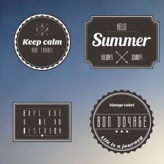 travel vintage label on blue gradient background