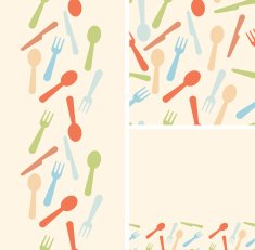 Cutlery Colorful Seamless Pattern Set