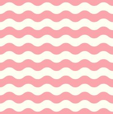 Wave retro seamless pattern - pastel pink and white