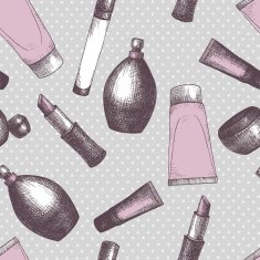 Seamless vintage pattern with graphic cosmetics N2