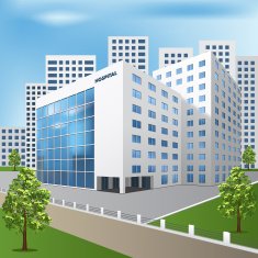 hospital building on a city street N2