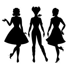 Silhouettes of beautiful pin up girls 1950s style N5
