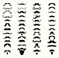 Vector Black and White mustache icon set