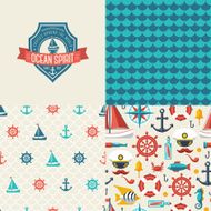 Seamless patterns of marine symbols and label N3