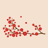 Red sakura floral background
