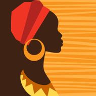 Silhouette of african girl in profile with earrings N2