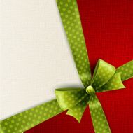 Christmas card with green polka dots bow