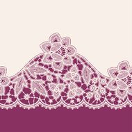 Beige Lace Seamless Pattern Purple Background Horizontal Ribbon