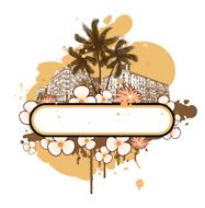 Banner with palm trees and flowers