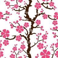 Seamless pattern with flowering branch of sakura