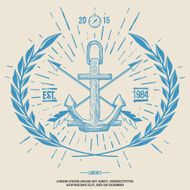 Vintage Hipster Logo Crossed Arrows with Anchor Vector N3