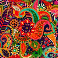 Bright seamless pattern in paisley style