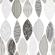 Seamless monochrome pattern with abstract leaves N6