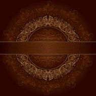Gold frame with vintage floral elements on brown background