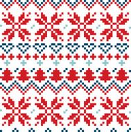 Christmas Nordic seamless pattern ( blue and red )