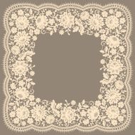 Square Frame Floral Pattern White Lace