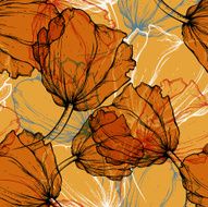 Seamless pattern with blooming tulips hand-drawing Vector illustration eps10