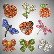 Set of diamond decorations