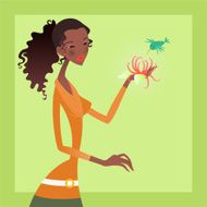 Woman american with bird