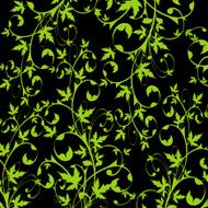 green flower ornament on black background (wallpaper) N2