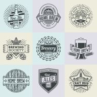 Assorted retro design insignias logotypes home brewery set 2