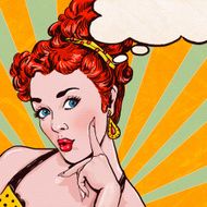 Pop Art girl Party invitation Birthday greeting card N3