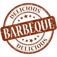 Barbeque brown round grungy vintage rubber stamp