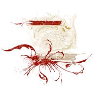 Red calligraphy flowers ornament on beige grunge background