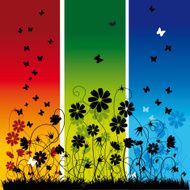 Abstract summer background flowers and butterflies