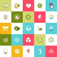 Set of flat design icons for beauty and nature