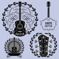 set of labels with acoustic guitars
