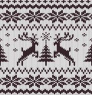 Vector Seamless Knitted Pattern with Deers N2