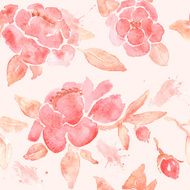 Watercolor seamless wallpaper with Peony flowers in vector N3