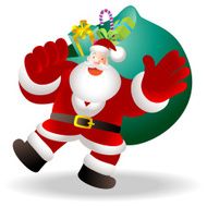 Santa Claus Holding Sack Here is your Christmas Present