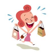 happy woman shopping