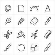 Flat Line Icons Graphic Design and Creativity Vector Illustration