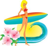 Girl with surfboard