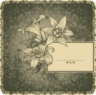 Vintage frame with blooming lilies