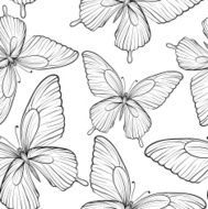 Beautiful seamless background of butterflies black and white colors N2