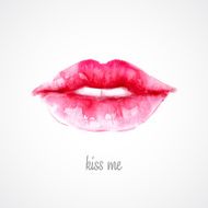 Lips painted in watercolor Vector illustration N6