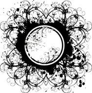 black flower ornament on white background
