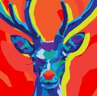 Geometric Rudolph the Red Nosed Reindeer on Background