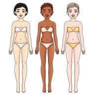 Three girls from different ethnic groups in underwear N2