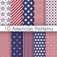 Patriotic Red White and Blue Geometric Seamless Patterns N2