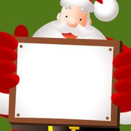 Merry Christmas Happy Santa Claus Holding A Blank Sign