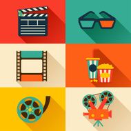 Set of movie design elements in flat style N2