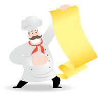 Happy Chef Holding Menu