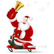 Christmas Happy Santa Claus Riding A Motorcycle Shaking Jingle Bell