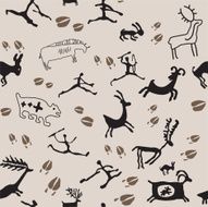 Cave Painting Hunters and Animals