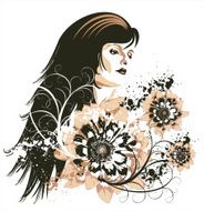 Girl on a flower grunge background N2
